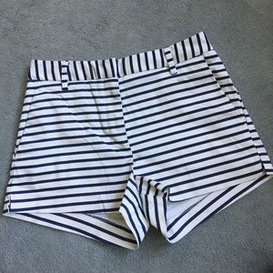 H&M White and Navy Blue Stripped Shorts